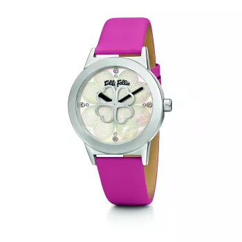 Folli Follie Heart4Heart Reloj de mujer WF13T040SPW 32 mm oro rosa acero inoxidable y piel blanca