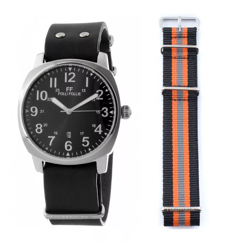 FOLLI FOLLIE MAN WF14T001SDNN 42mm Reloj analógico de cuarzo Piel negra