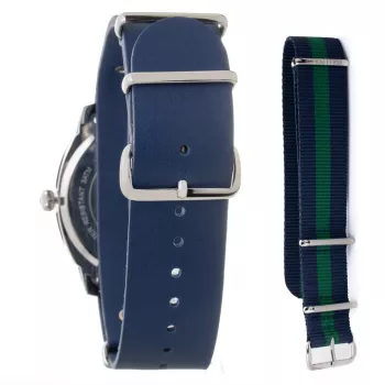 Folli Follie Reloj hombre WT14T0015DV 40mm acero inoxidable cuarzo analógico esfera negra correa de piel