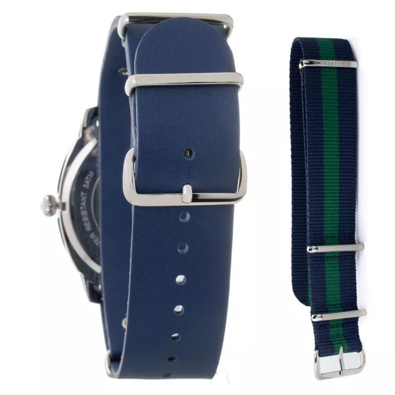 Folli Follie Reloj hombre WT14T0015DV 40mm acero inoxidable cuarzo analógico esfera negra correa de piel
