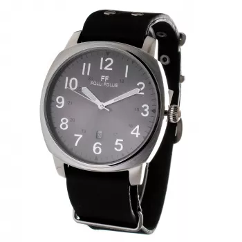 FOLLI FOLLIE unisex reloj WT14T0015DSDF 40mm acero inoxidable cuarzo analógico esfera negra correa de silicona