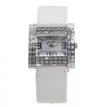 FOLLI FOLLIE Reloj de mujer WF7A007SPS (35mm) - Caja de acero inoxidable, correa de piel rosa, movimiento de cuarzo