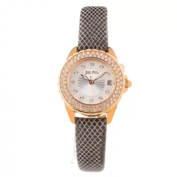 Folli Follie mujer WF1B006STM 30mm reloj analógico de cuarzo correa de piel blanca