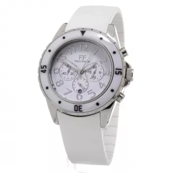 Folli Follie Reloj de mujer Dynasty de cuarzo analógico WF8T031ZEW 45mm piel blanca