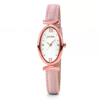 Folli Follie Reloj de cuarzo analógico mujer WF16R031SSS - Tono oro rosa Acero inoxidable, Esfera blanca, 34 mm