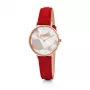 FOLLI FOLLIE Reloj de mujer cuarzo analógico WF19R016SSWRE 32mm caja de acero inoxidable esfera blanca correa de piel roja