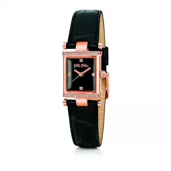 Folli Follie Reloj mujer de cuarzo analógico WF13B037SSK - acero inoxidable y cerámica, esfera negra, 22 mm