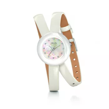 Reloj de mujer FOLLI FOLLIE WF13F030SSW 28mm acero inoxidable cuarzo analógico esfera blanca correa plateada