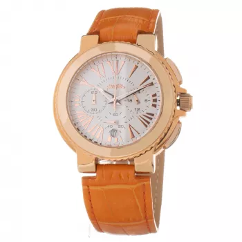 FOLLI FOLLIE Reloj de mujer WF13R002SEN 40mm Oro rosa Acero inoxidable Piel blanca