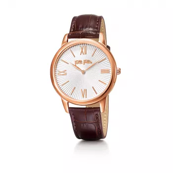 Folli Follie reloj mujer WF15R033SPW 35 mm oro rosa acero inoxidable piel blanca
