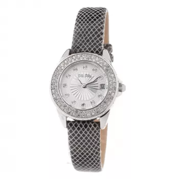 Folli Follie reloj mujer WF1A006STN 30 mm plata acero inoxidable piel marrón