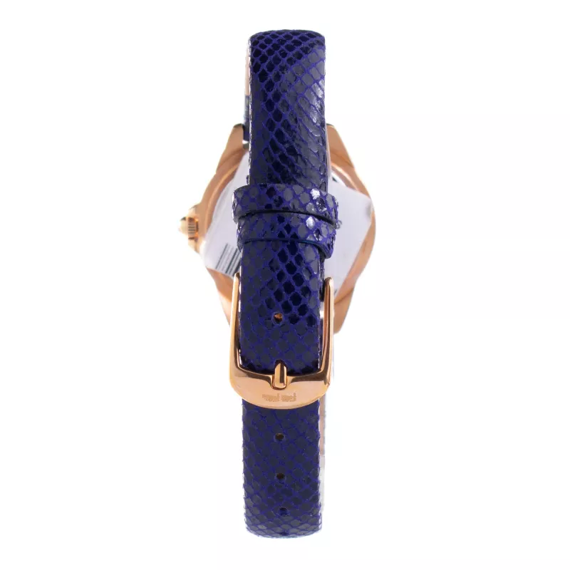 Folli Follie Reloj de mujer WF1B006STA 36 mm acero inoxidable cuarzo analógico esfera plateada correa de piel negra