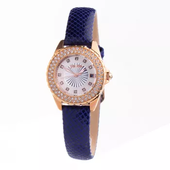 Folli Follie Reloj de mujer WF1B006STA 36 mm acero inoxidable cuarzo analógico esfera plateada correa de piel negra