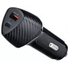 Forcell Carbon CC50-1A1C Cargador de coche 38W USB-C PD 3.0 + USB-A QC 3.0 Negro
