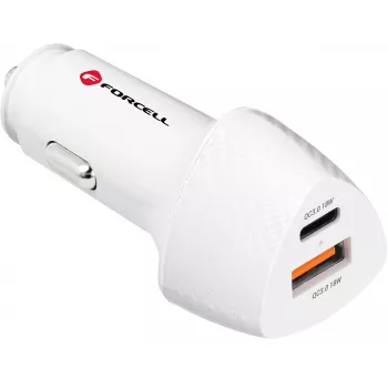 Forcell Carbon CC50-1A1C 38W USB-C PD + USB-A QC 3.0 Cargador de coche - Blanco