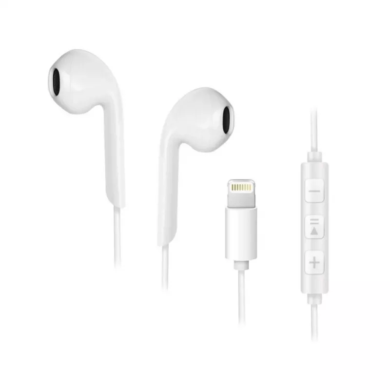 Forcell F-Audio HR-ME25 auriculares in-ear Lightning con micrófono y mando, blanco
