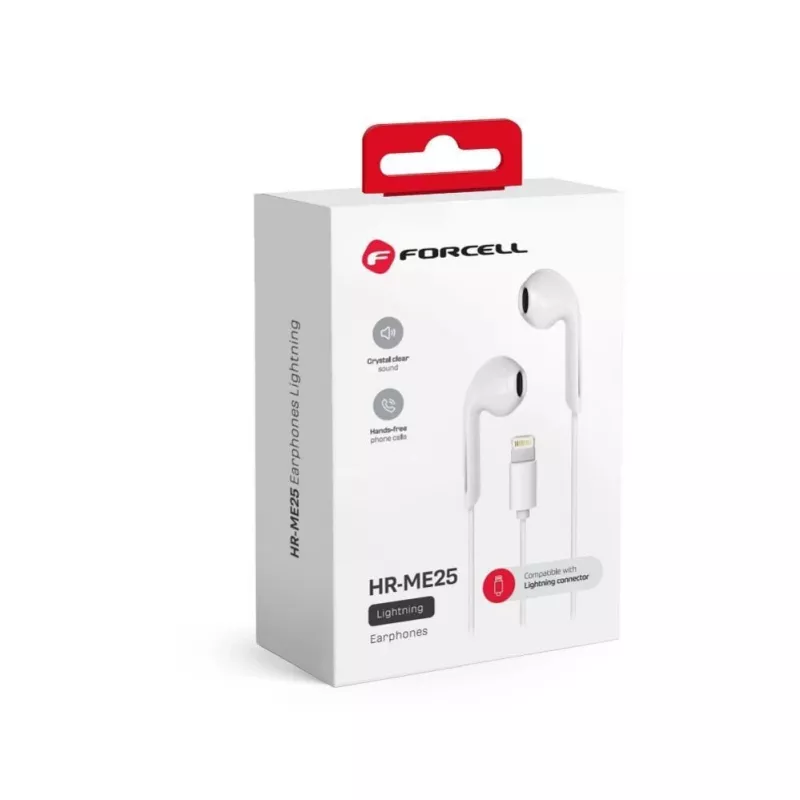 Forcell F-Audio HR-ME25 auriculares in-ear Lightning con micrófono y mando, blanco