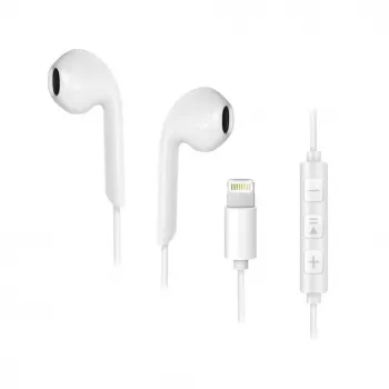 Forcell F-Audio HR-ME25 auriculares in-ear Lightning con micrófono y mando, blanco