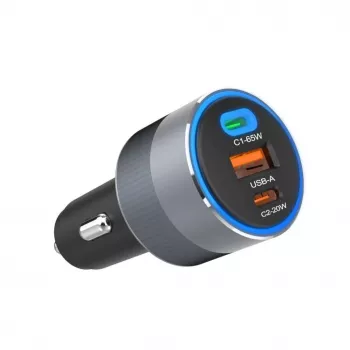 Cargador de coche Forcell F-Energy Alu 2 x Type-C + USB-A PD QC4 SFC 2.0 4.5A 85W