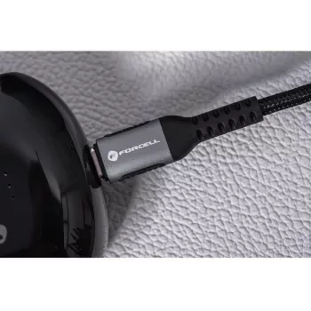 Forcell F-Energy Cafule cable USB-C a USB-C 0,5 m 240 W 5A PD QC 4.0 trenzado negro