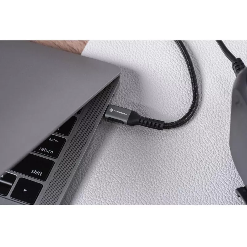 FORCELL F-Energy Cafule cable USB-C a USB-C 1,2 m 240 W 5 A PD QC 4.0 trenzado negro