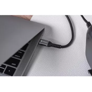 Forcell F-Energy Cafule cable USB-C a USB-C 2 m 240 W PD 5A QC 4.0 trenzado negro