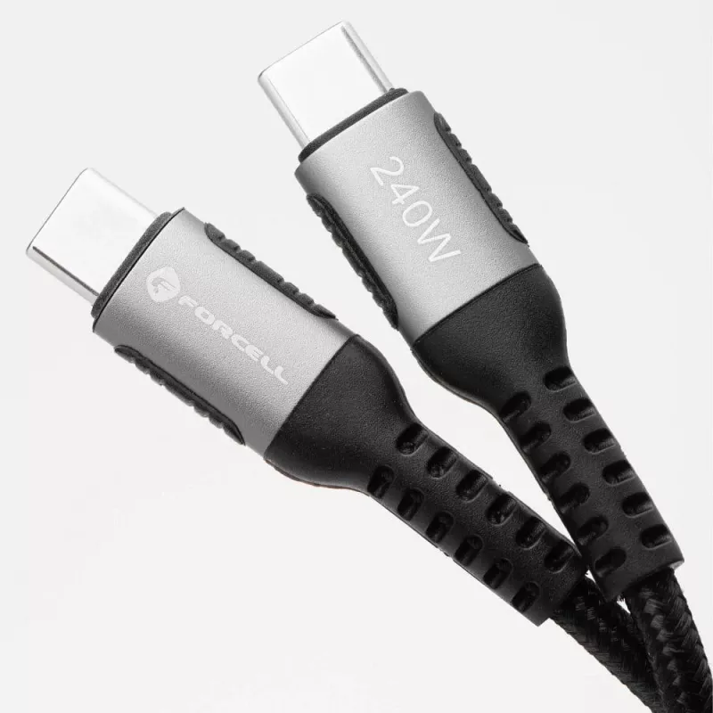 Forcell F-Energy Cafule Cable USB-C a USB-C 3 m 240W PD 3.1 QC 4.0 trenzado negro