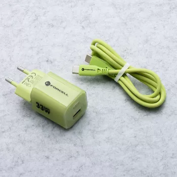 Forcell F-Energy GaN III VT-41 cargador de pared GaN 33 W, 1x USB-C PD 3.0/PPS y 1x USB-A QC 4.0, verde