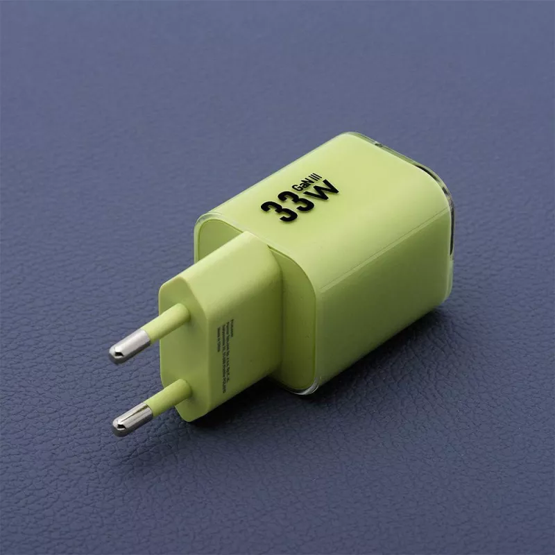 Forcell F-Energy GaN III VT-41 cargador de pared GaN 33 W, 1x USB-C PD 3.0/PPS y 1x USB-A QC 4.0, verde