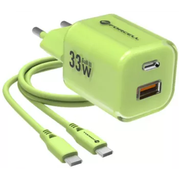 Forcell F-Energy GaN III VT-41 cargador de pared GaN 33 W, 1x USB-C PD 3.0/PPS y 1x USB-A QC 4.0, verde