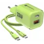 Forcell F-Energy GaN III VT-41 cargador de pared GaN 33 W, 1x USB-C PD 3.0/PPS y 1x USB-A QC 4.0, verde