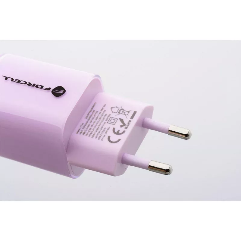 Cargador de pared Forcell F-Energy GaN III VT-41 33W 1x USB-C 1x USB-A PD 3.0 QC 4.0 morado