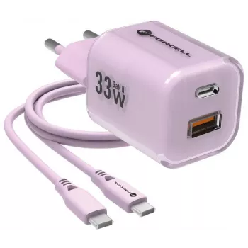 Cargador de pared Forcell F-Energy GaN III VT-41 33W 1x USB-C 1x USB-A PD 3.0 QC 4.0 morado