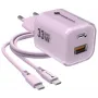 Cargador de pared Forcell F-Energy GaN III VT-41 33W 1x USB-C 1x USB-A PD 3.0 QC 4.0 morado