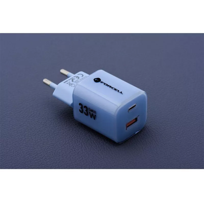Forcell F-Energy GaN III VT-41 Cargador de pared USB-C y USB-A 33W, PD 3.0, QC 4.0, azul