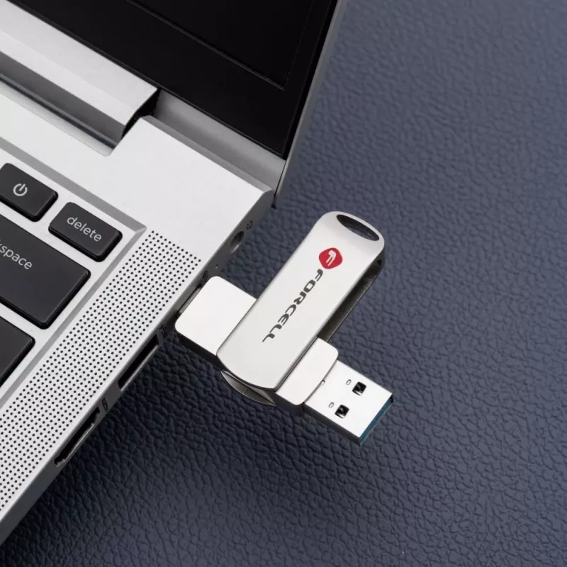 Forcell Pendrive 64GB USB 3.2 Gen 1 (USB-A / USB-C) F-Data Metal Duo plata