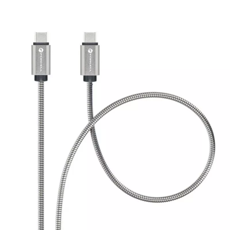 Forcell Cable USB-C a USB-C F-Energy QC4.0 PD 5A 100W E-Mark Metal 1m Plata C239