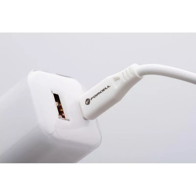 Forcell VT-41 Cargador de pared GaN III 33W con 1x USB-C PD 3.0 y 1x USB-A QC 4.0 (blanco)