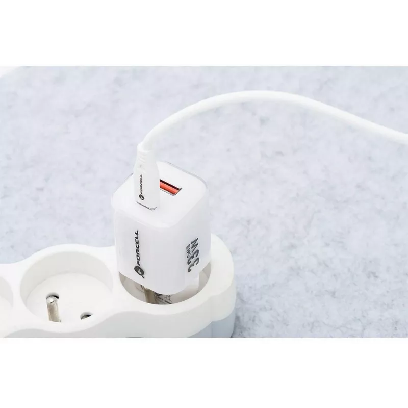 Forcell VT-41 Cargador de pared GaN III 33W con 1x USB-C PD 3.0 y 1x USB-A QC 4.0 (blanco)