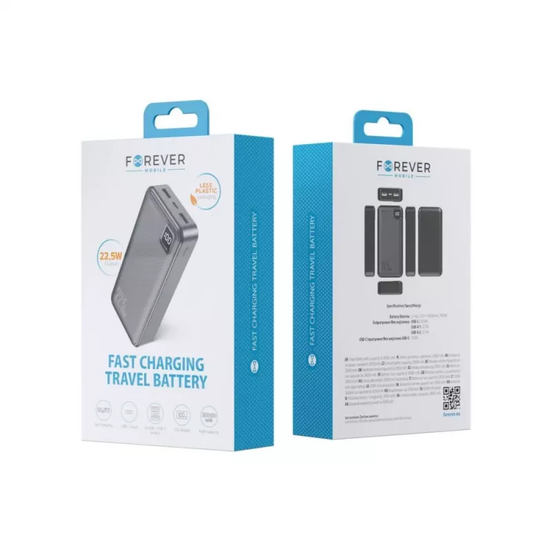 Batería externa Forever TB-300L PD QC 22.5W 20000 mAh negra