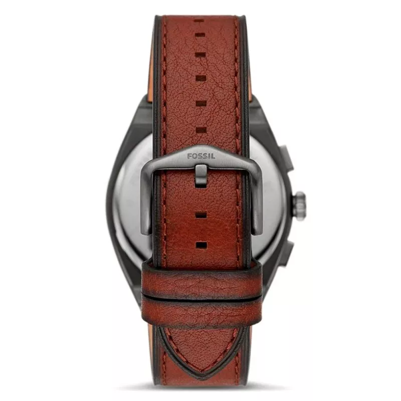 Fossil FS5799 Reloj de cuarzo minimalista para hombre 44 mm Piel negra