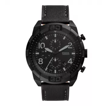 Fossil FS5874 Reloj de hombre con esfera azul y correa de piel marrón 42mm