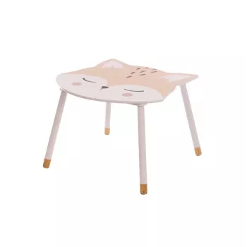 FOX174318 mesa de centro rectangular blanca con estante inferior, tablero de MDF lacado, salón moderno