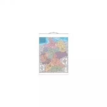 FRANKEN KAM400 Mapa de pared laminado de códigos postales de Alemania, 970 x 1370 mm, escribible y borrable, con listones metálicos