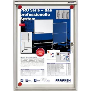 FRANKEN X-tra!Line Corcho blanco de interior con cierre 1 x DIN A4, superficie magnética borrable en seco, marco de aluminio anodizado plateado (FSA1)