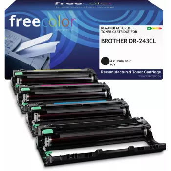 Freecolor Kit de tambor remanufacturado Brother DR-243CL Negro Cian Magenta Amarillo 18000 páginas