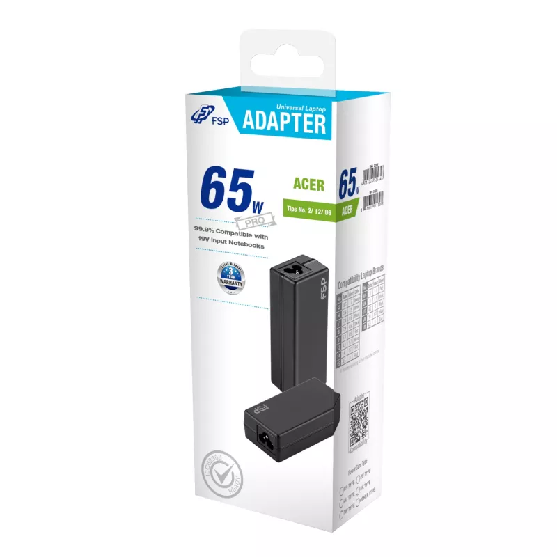 FSP PRO Adaptador universal para portátil 65W – Acer
