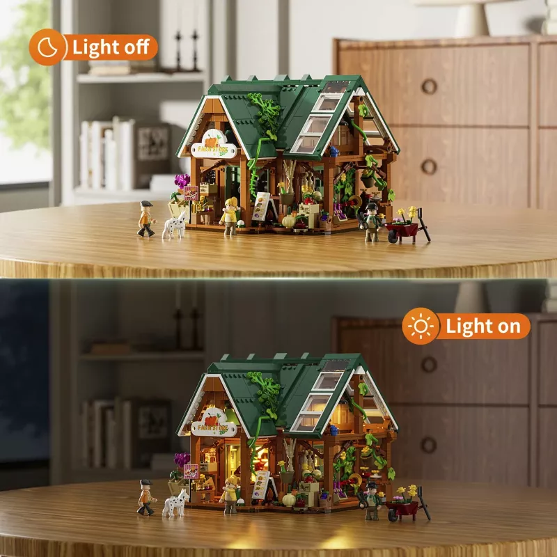 Funwhole Lumibricks Set de construcción Farm Store (2688 piezas) con iluminación LED
