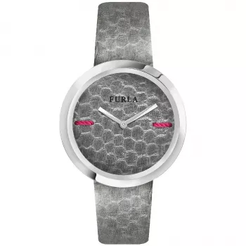 FURLA Giada reloj de mujer de cuarzo R4251110501 34mm esfera plateada correa de piel rosa