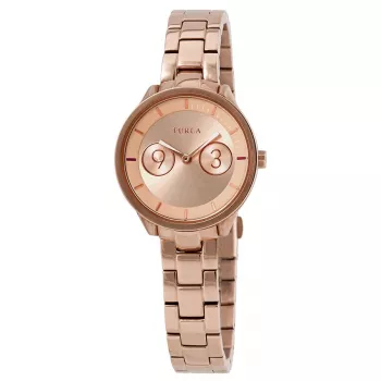 FURLA Giada reloj de mujer de cuarzo R4253102518 31mm caja de acero inoxidable con PVD oro rosa correa de piel rosa esfera plateada